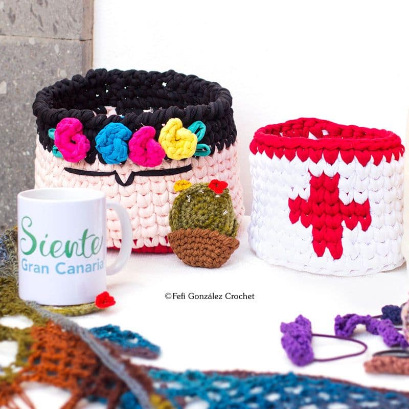 cesto Frida hecho a crochet por Fefi González