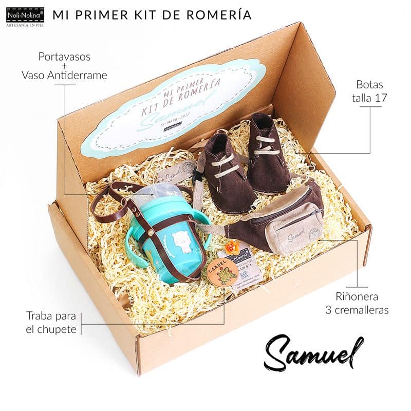 caja con complementos de piel para romería