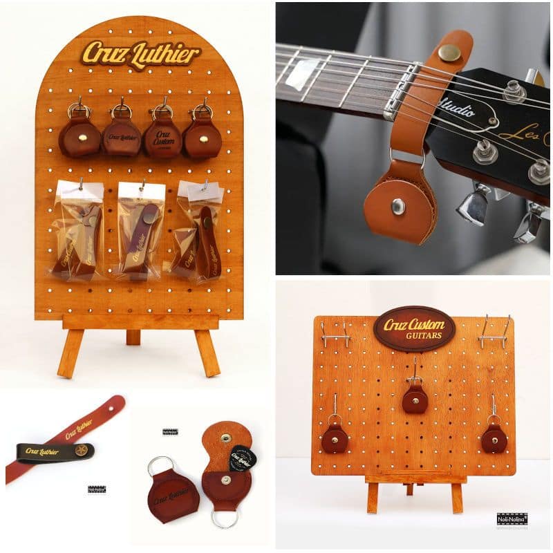 Collage expositores de madera Cruz Luthier Custom Guitars
