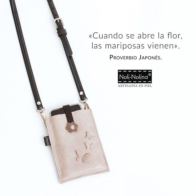 funda de piel con cremallera para móvil