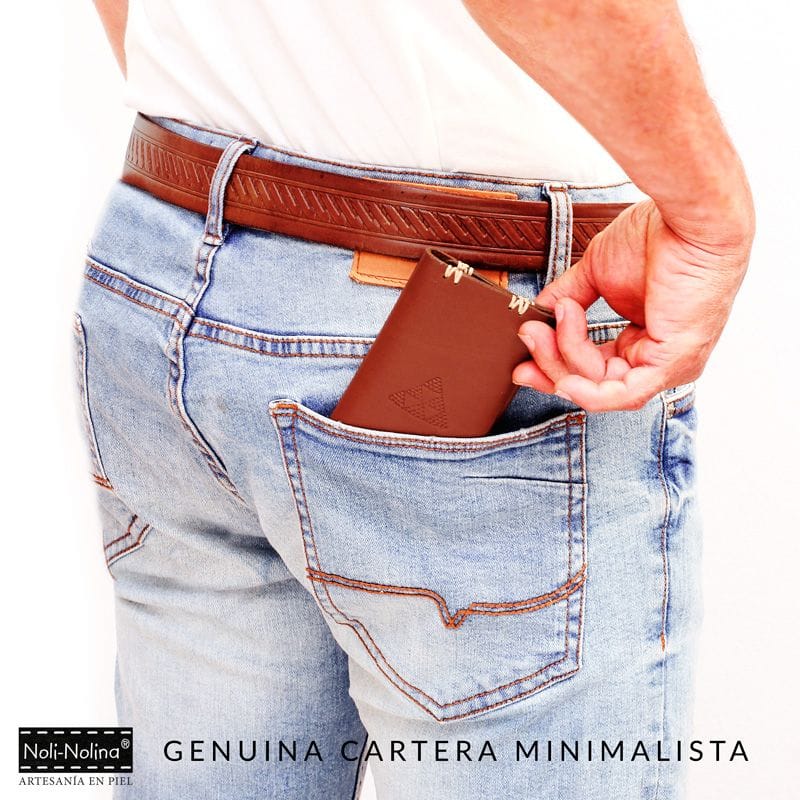Genuina cartera minimalista de cuero