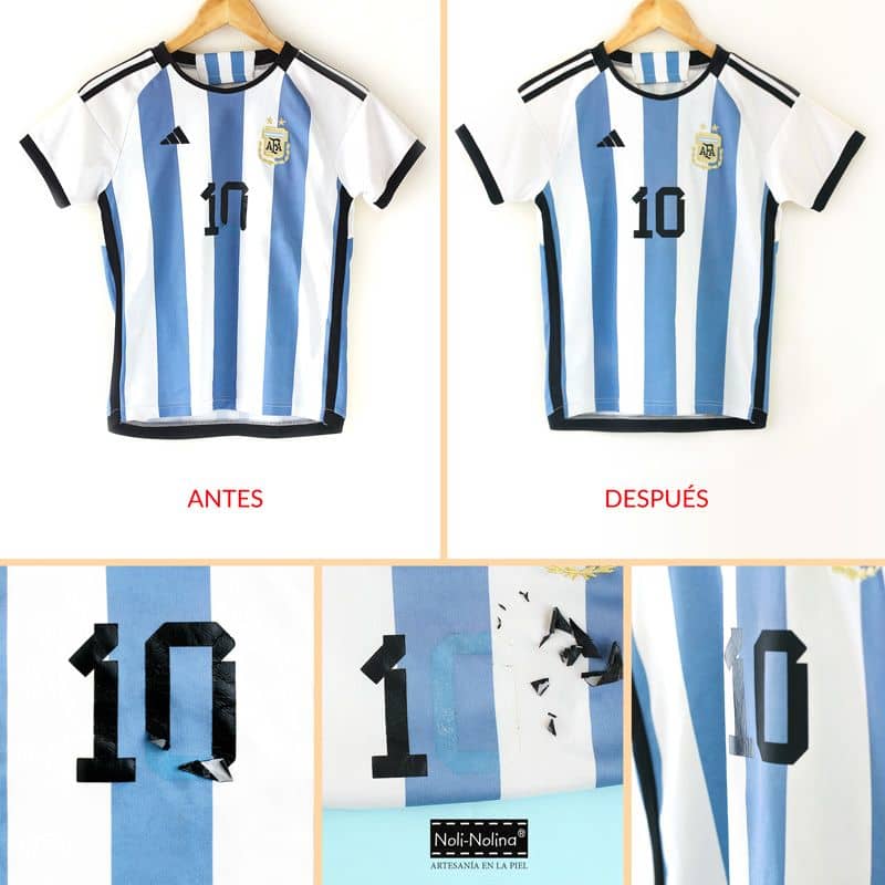 reparación de camiseta equipaje de fútbol argentina Messi