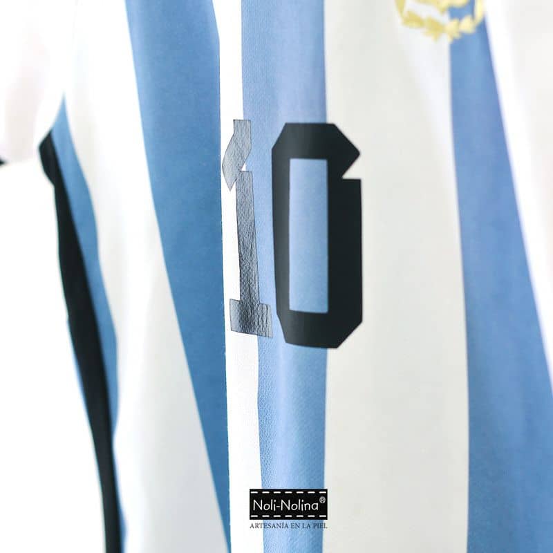 detalle de la camiseta de equipaje de fútbol argentino